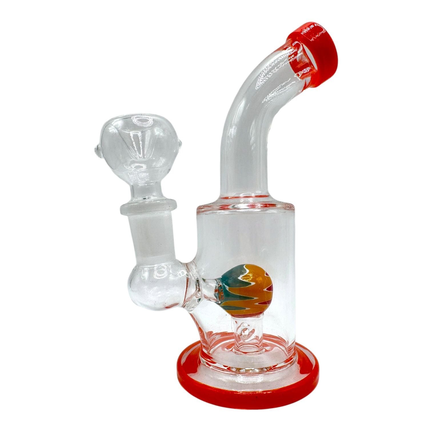 5" Glass on Glass Round Multi Color Perc Water Pipe 128/MC