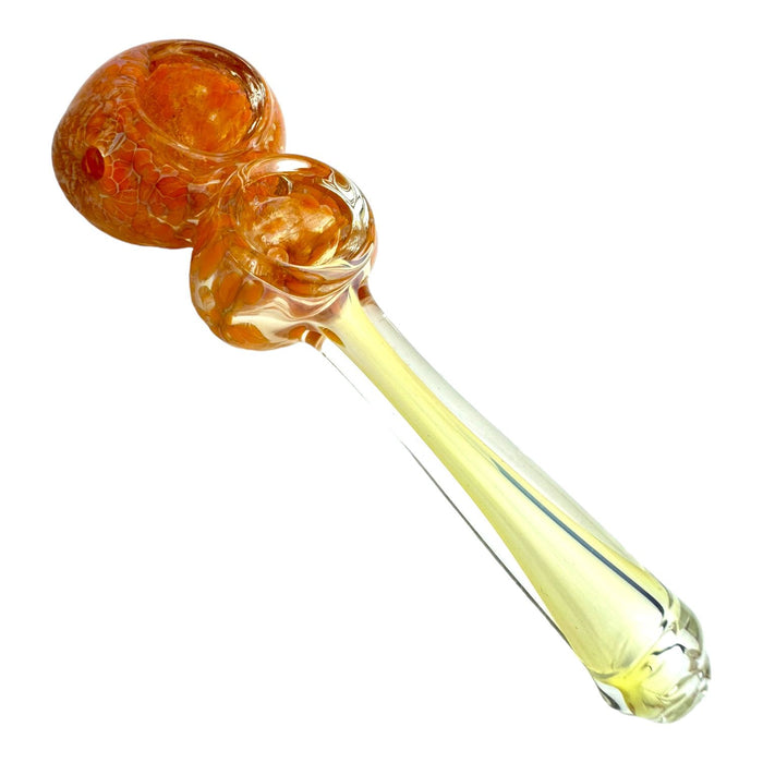 5" Double Bowl Frit Fumed Hand Pipe (Assorted Colors)