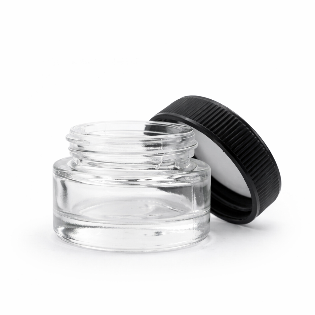 5mL Black Plastic Top Clear Glass Jar - Lo Pro