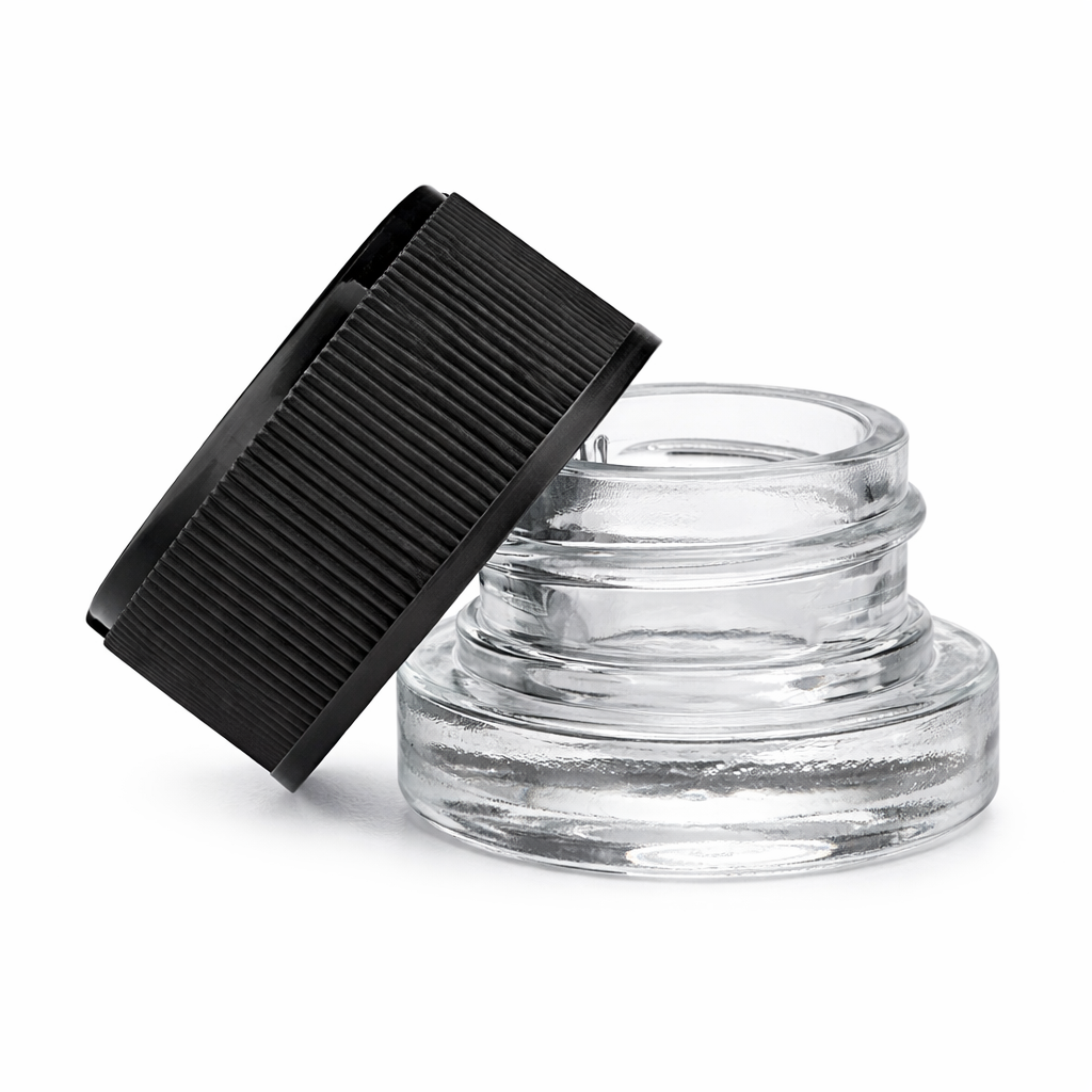 5ml Clear Child Resistant Glass Jar with Black Cap - Lo Pro