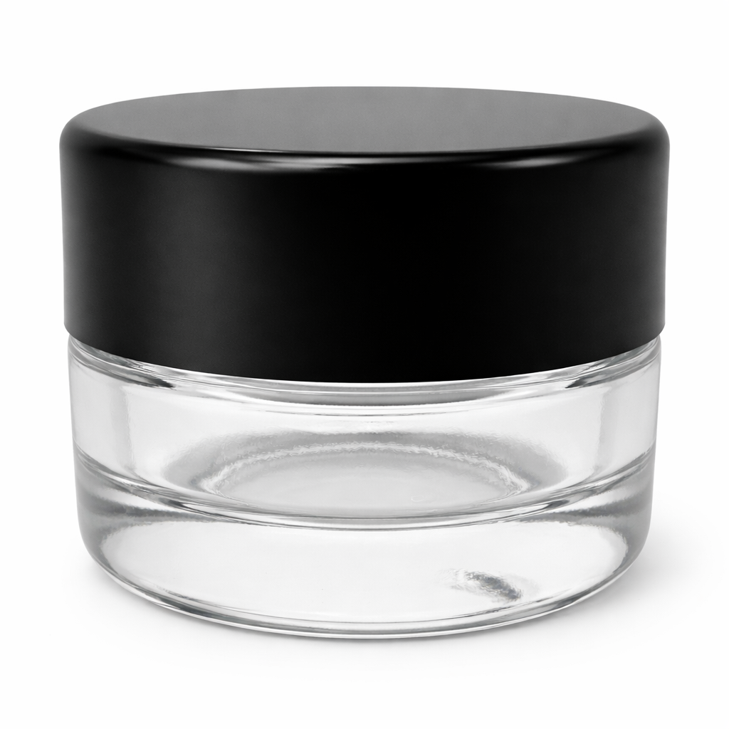 5ml Round Clear UV Child Resistant Jar with Black Cap