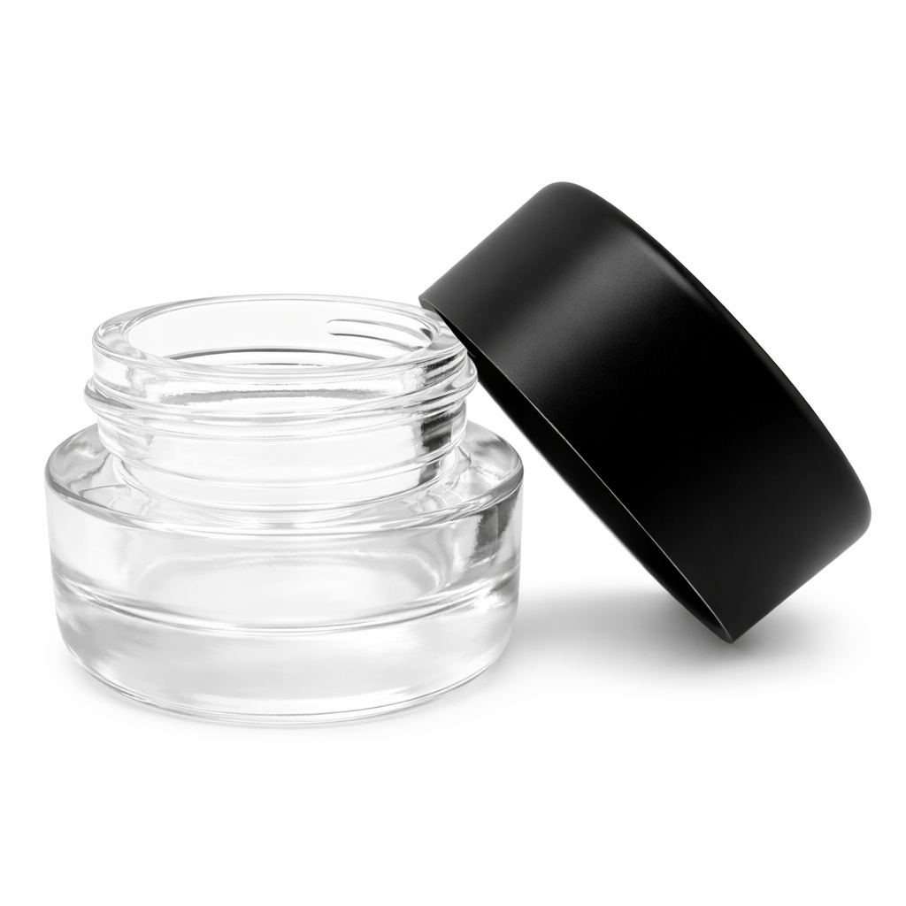 5ml Round Clear UV Child Resistant Jar with Black Cap