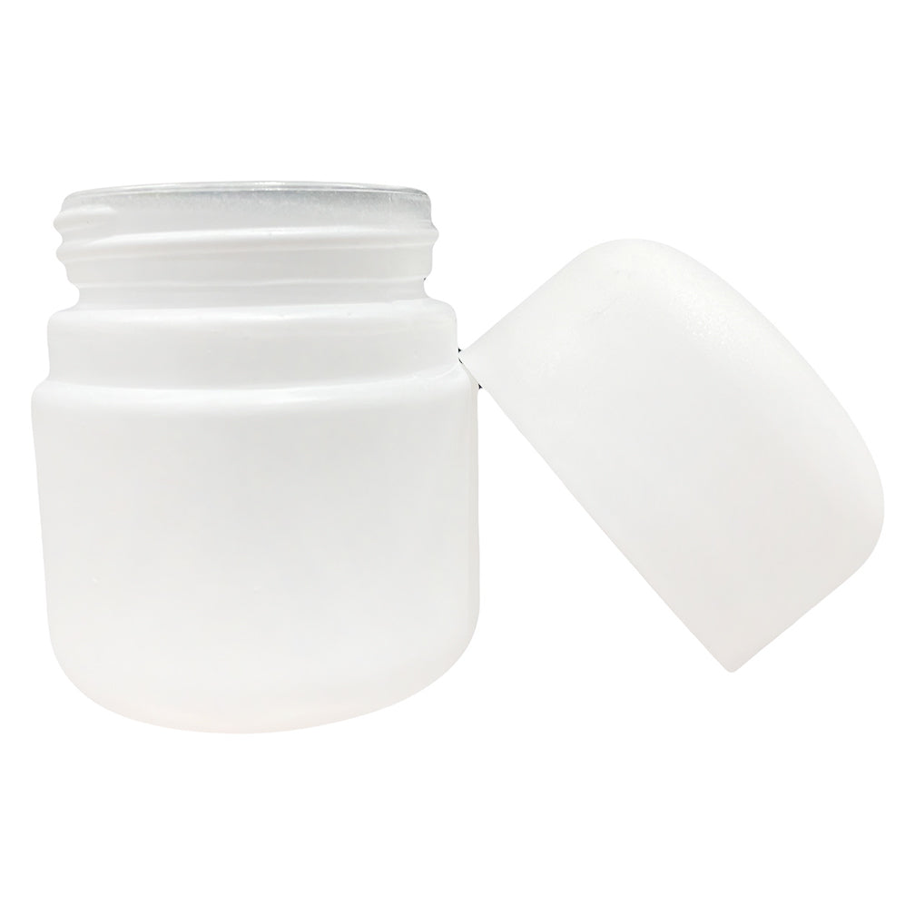 60ml (2oz) Matte White Round (Bullet) Child Resistant Jar with White Cap