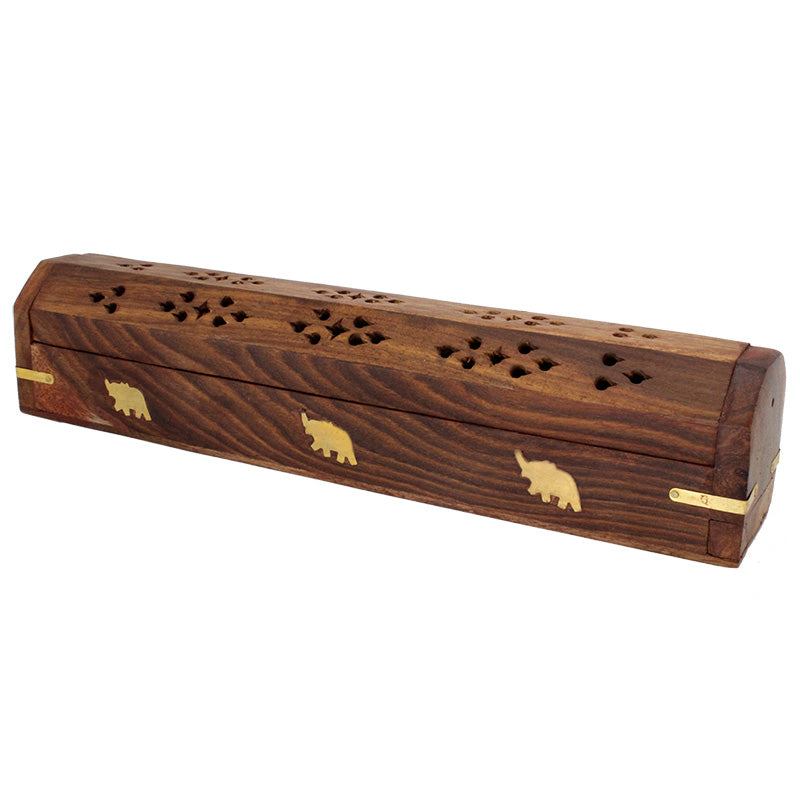 Incense Burner Wooden Coffin Box with Storage