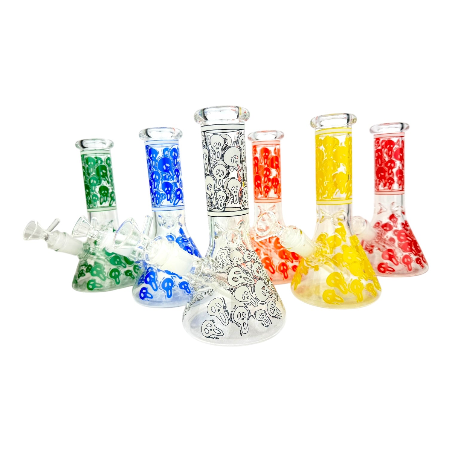 8" Ghost Glow In The Dark Beaker Glass Water Pipe "WP-5141"