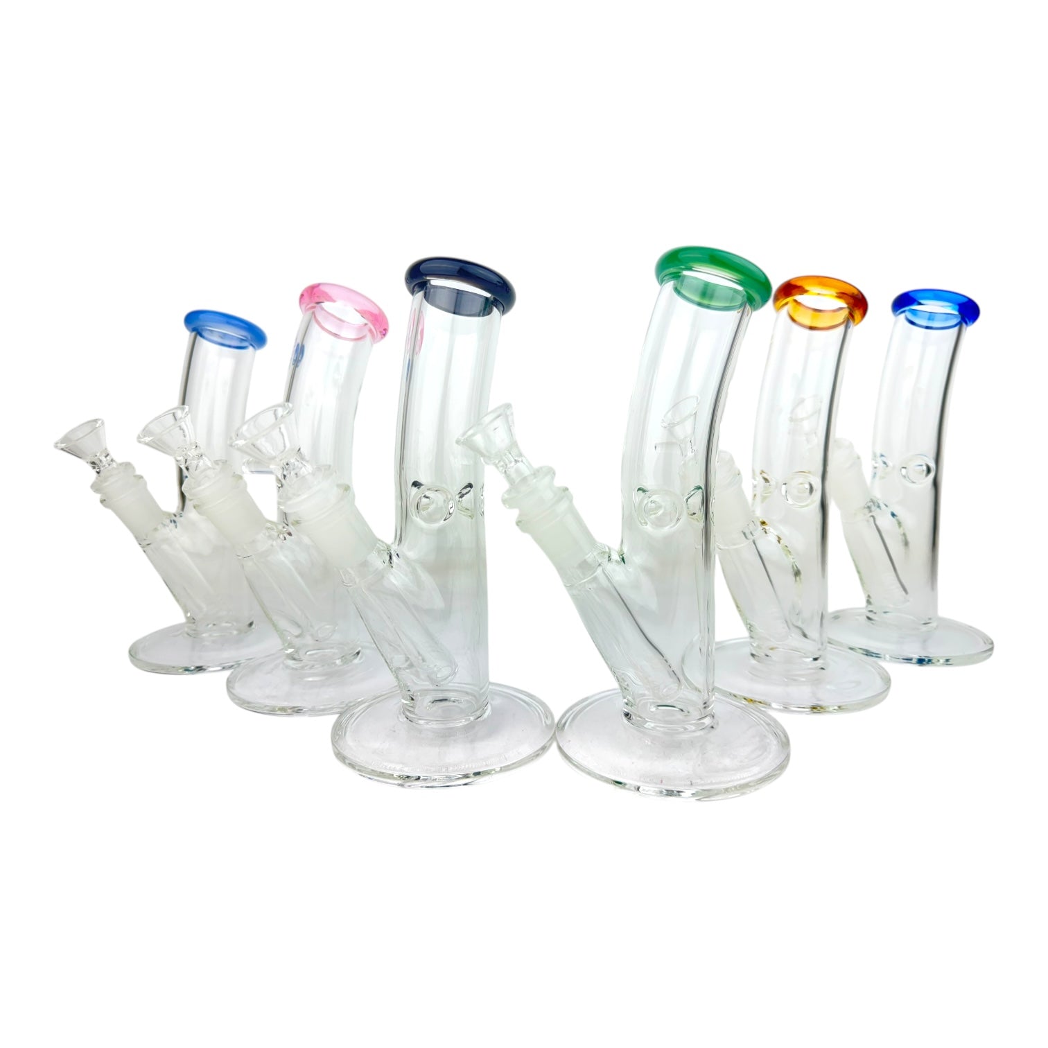 8" Colored Top Bent Tube Ice Catcher G/G Glass Water Pipe "WP- 5142"