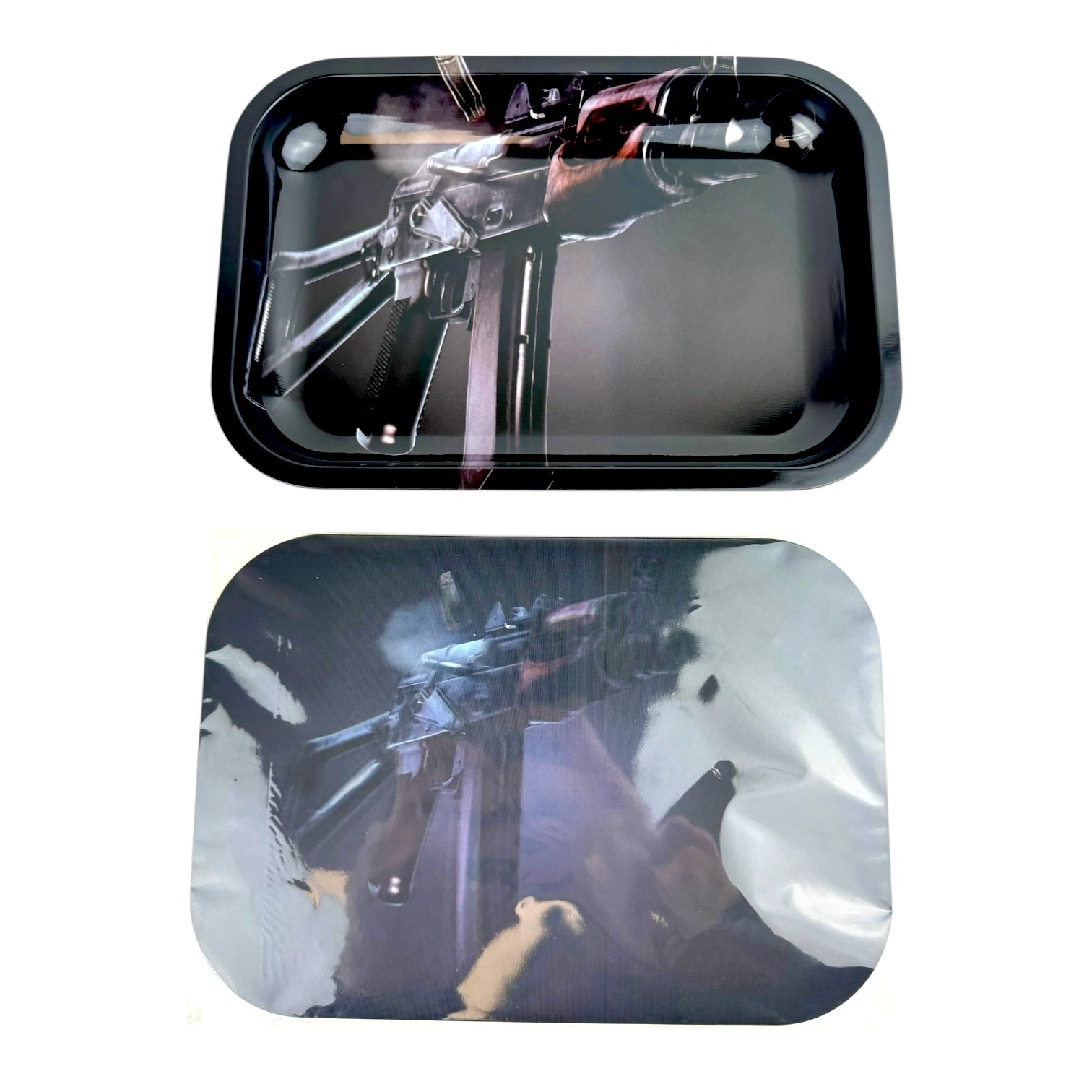 3D Medium Metal Rolling Tray With Magnetic Lid 6" x 9"