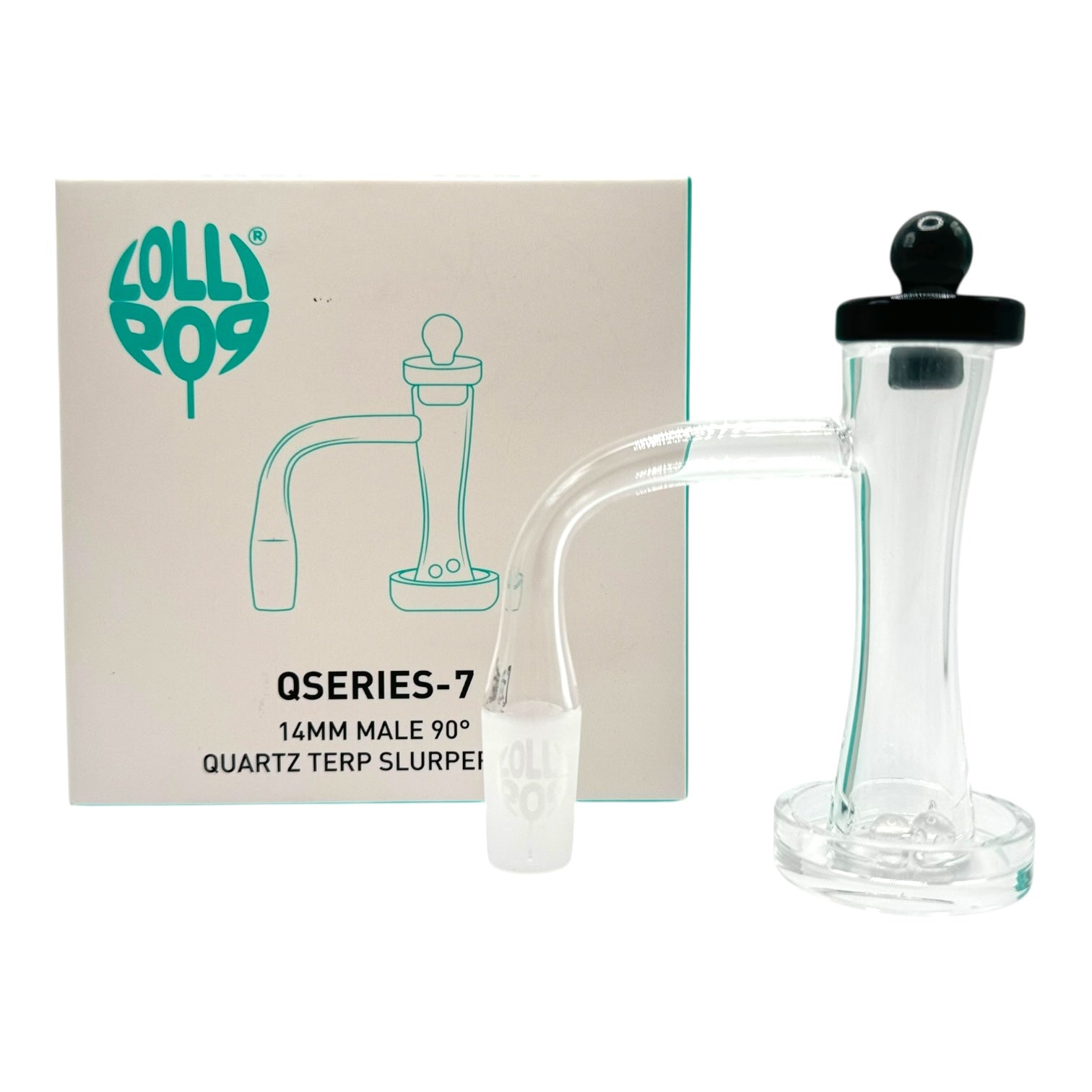 Lollipop QSeries-7 | 14mm Male 90° | Fully Welded Quartz Terp Slurper Banger Set - QZ 107