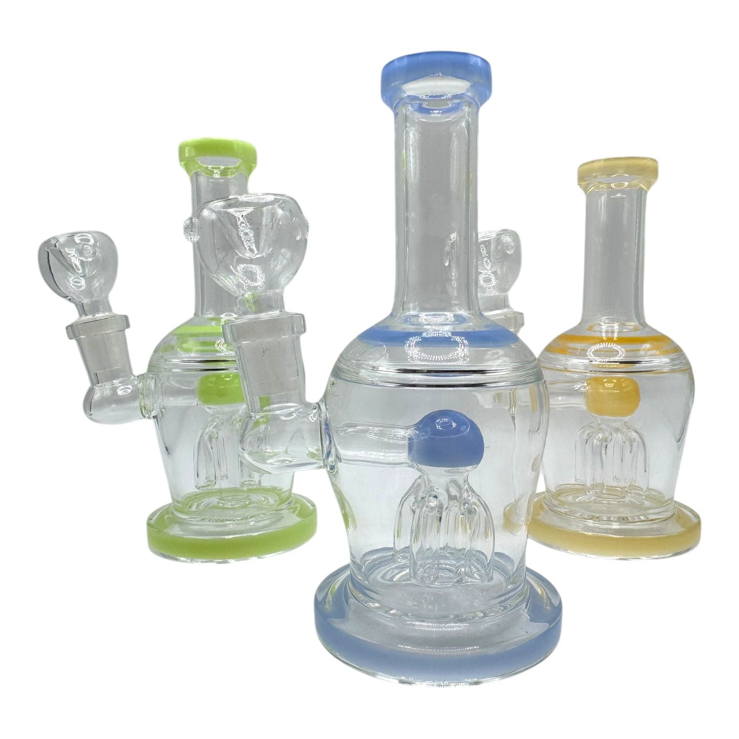 6" Glass on Glass Color Tree Perc Water Pipe 105MC