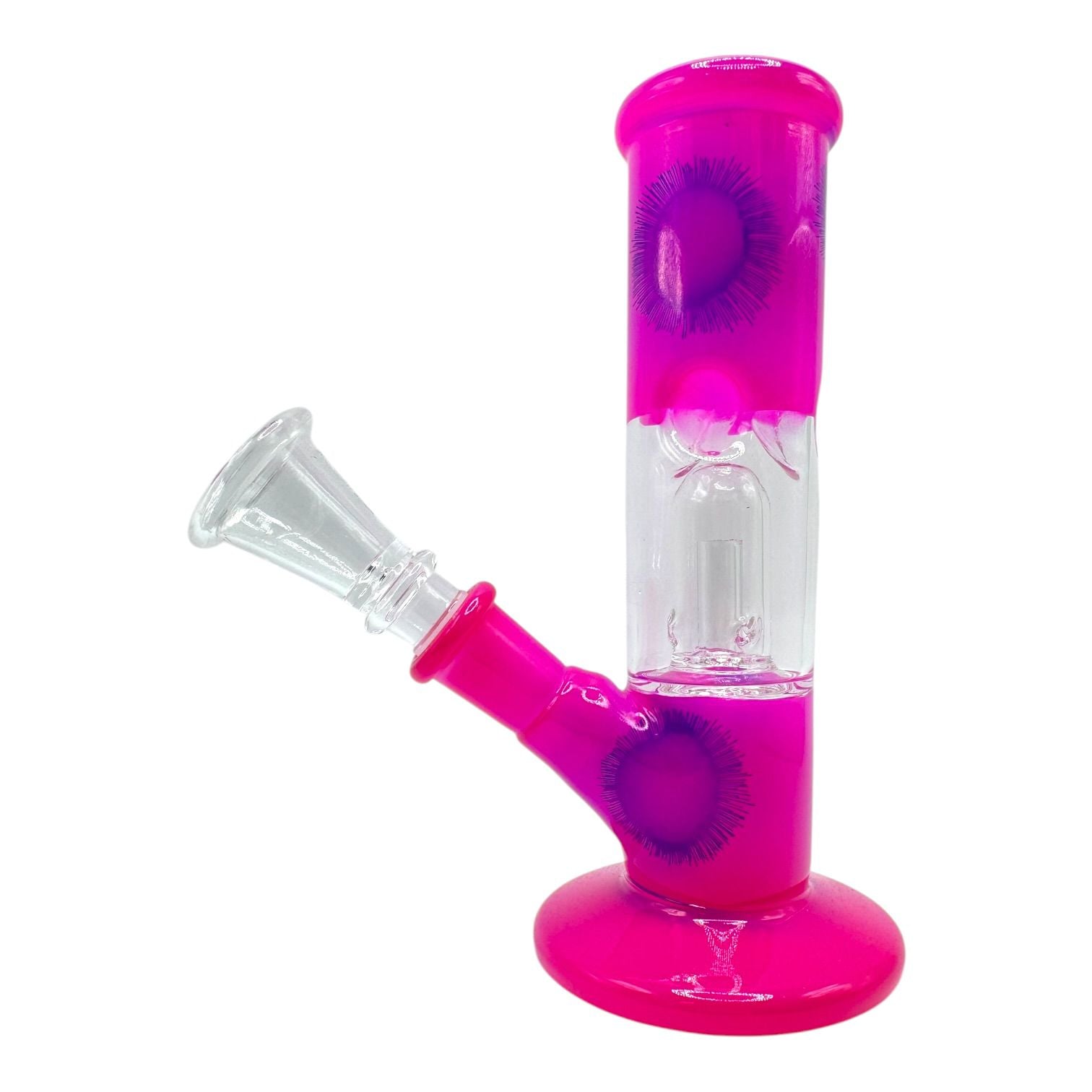 6" Glass on Glass with Perculator Straight Water Pipe - Assorted Colors