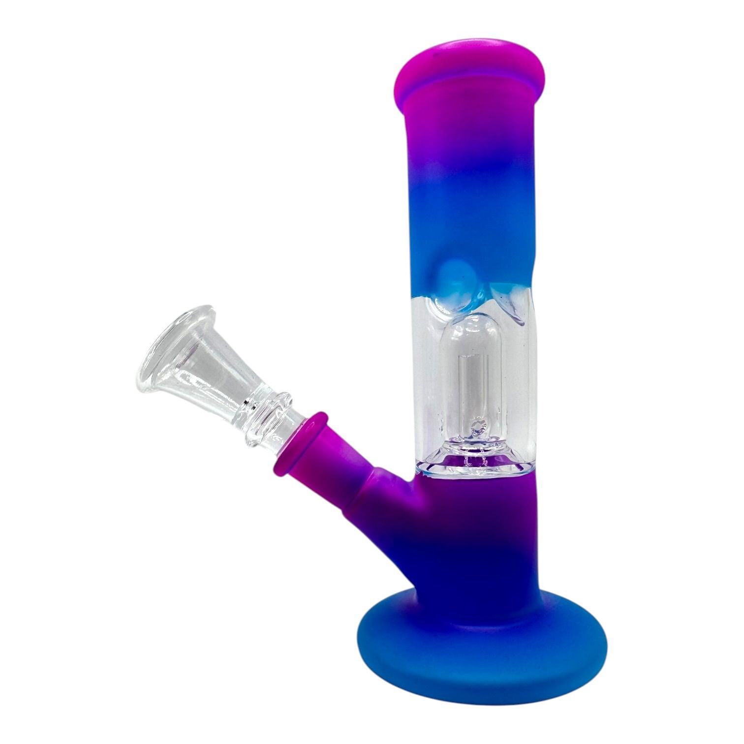 6" Glass on Glass with Perculator Straight Water Pipe - Assorted Colors
