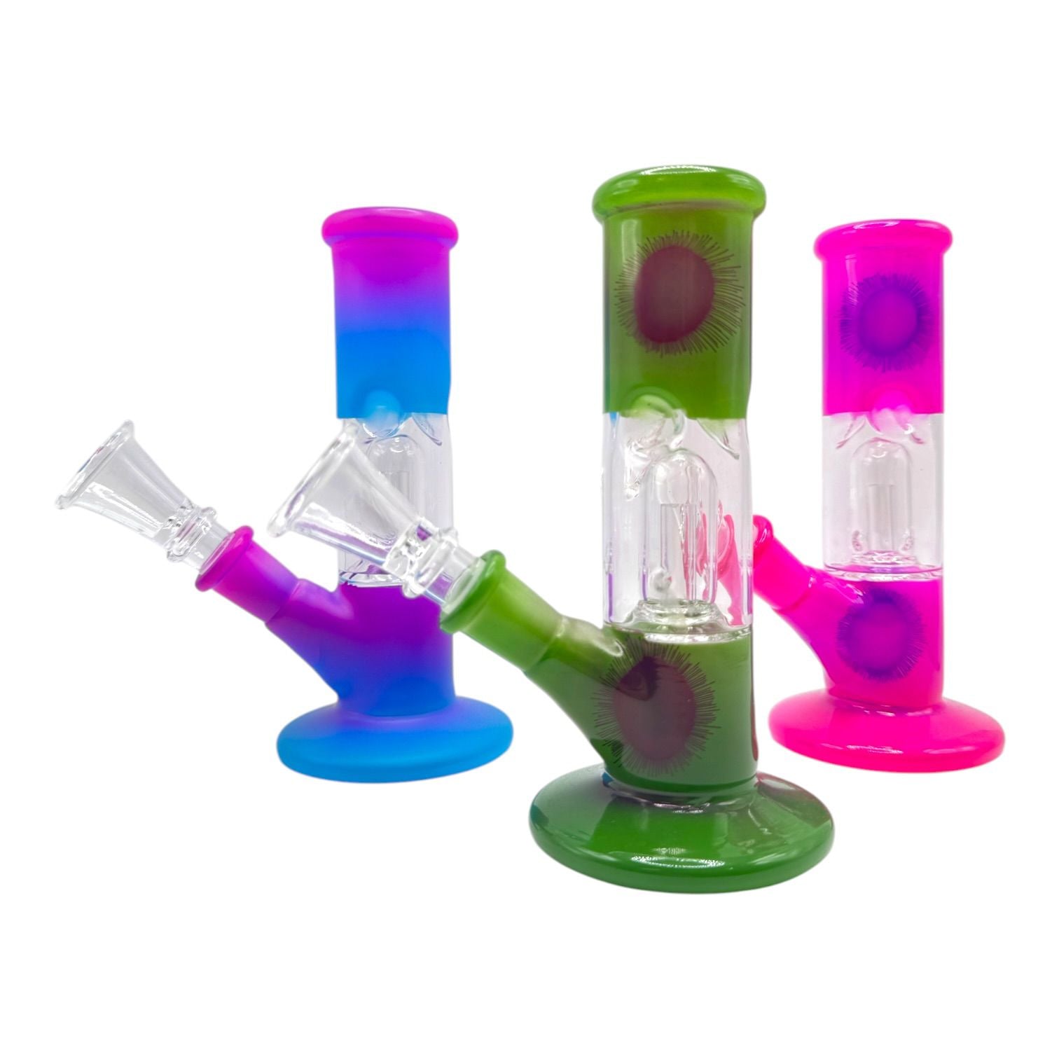 6" Glass on Glass with Perculator Straight Water Pipe - Assorted Colors