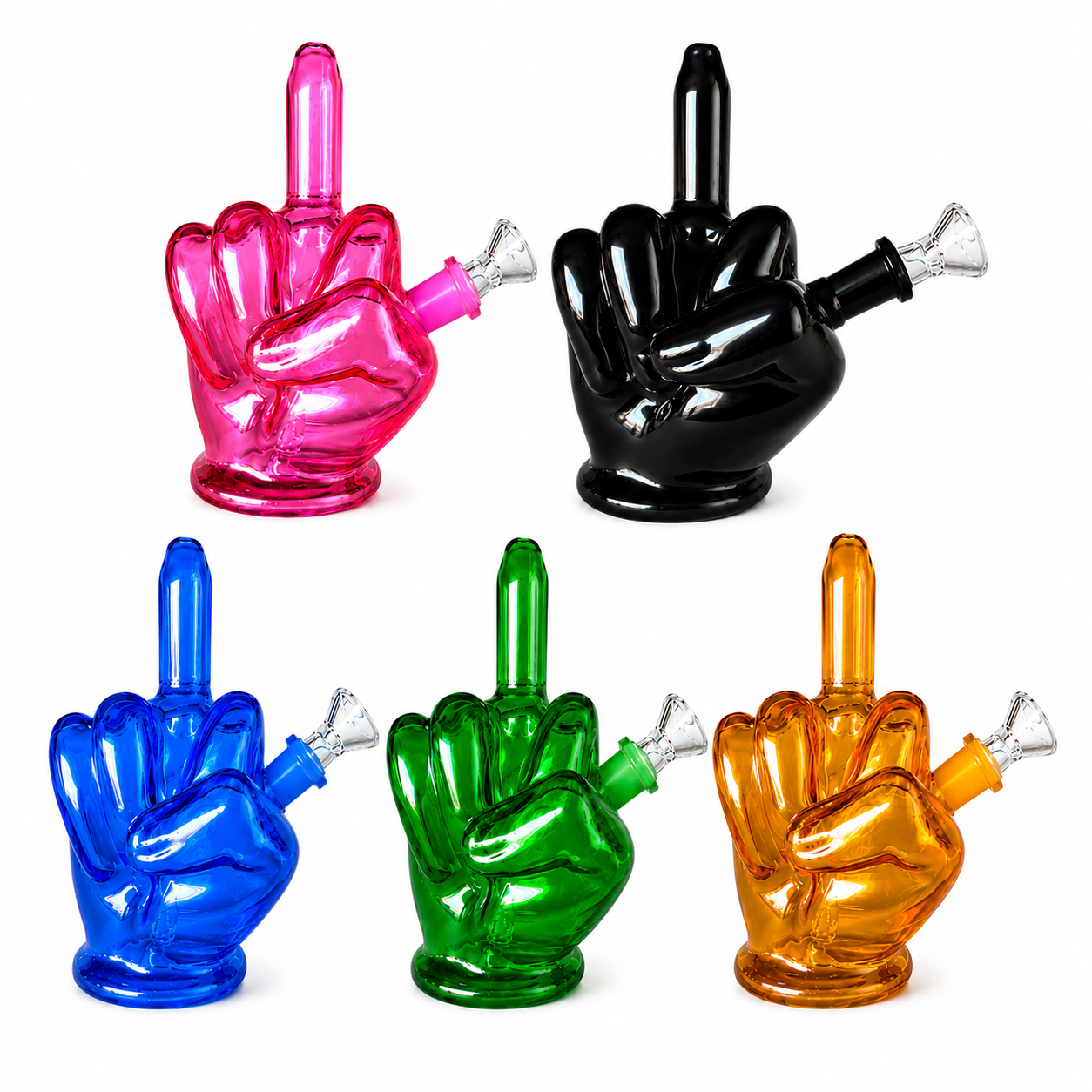 6" Middle Finger Bubbler I Asst Colors