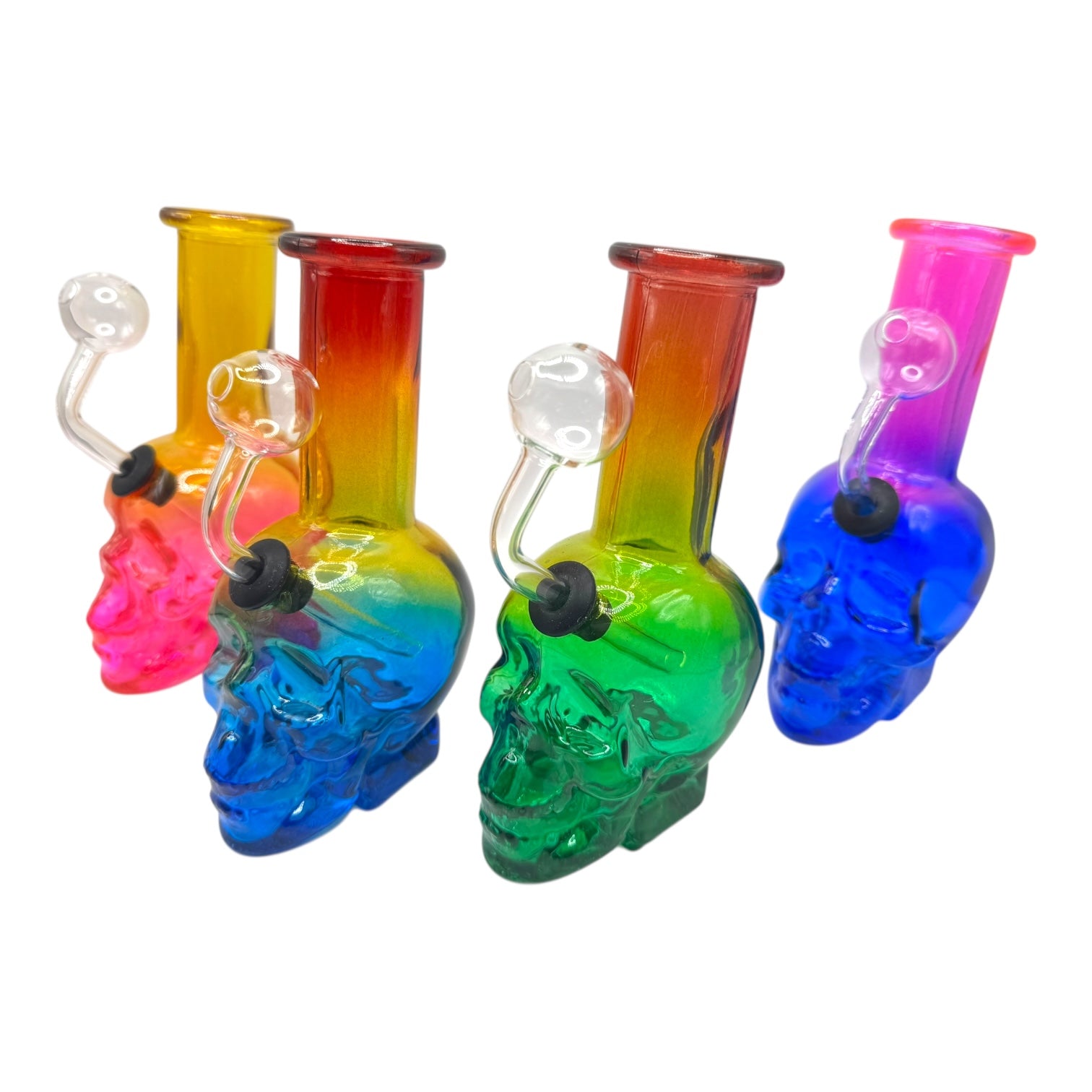 6" Skull Oil Burner Glass Water Pipe "DA-037BO" (Assorted Colors)