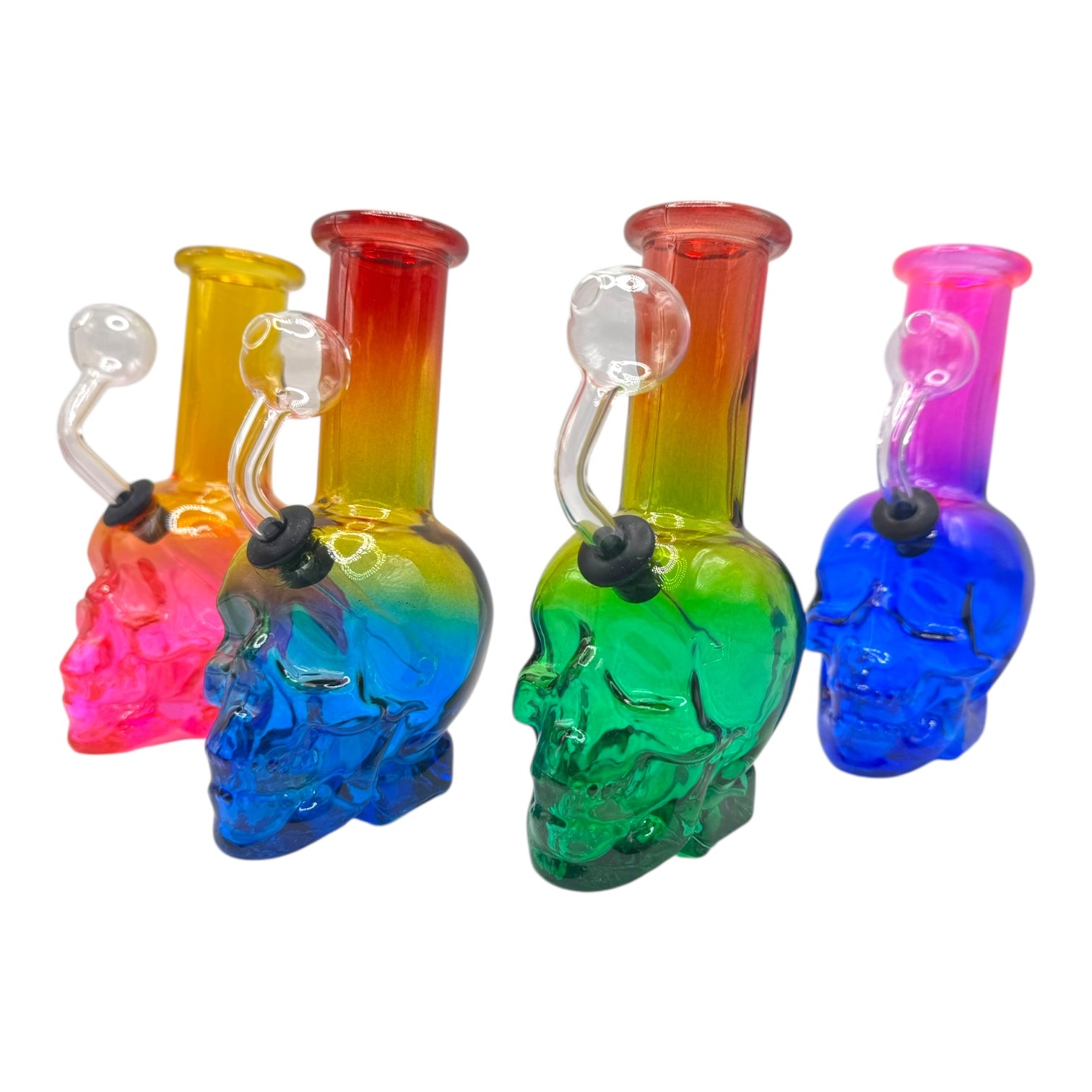 6" Skull Oil Burner Glass Water Pipe "DA-037BO" (Assorted Colors)