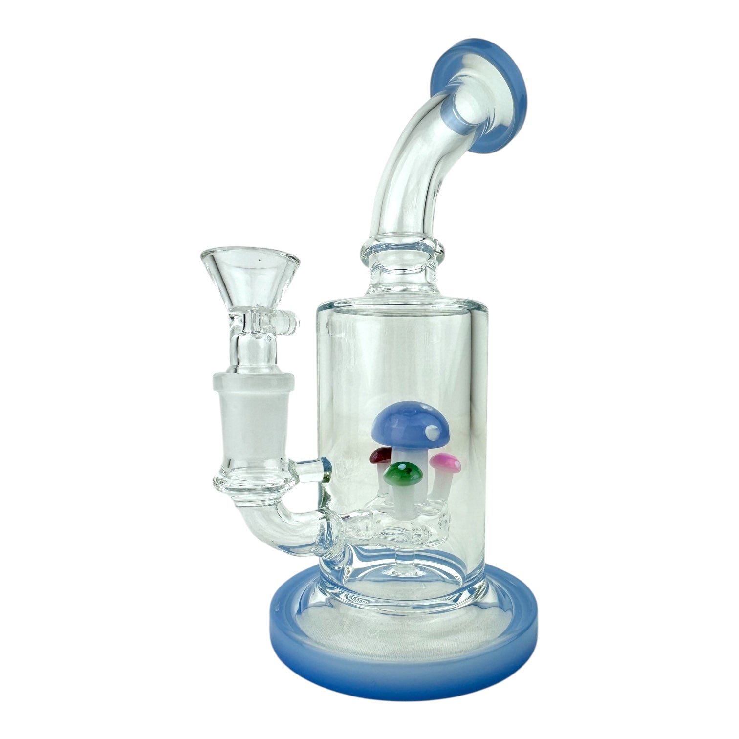 7" Mushroom Cylinder Bent Neck Glass Water Pipe