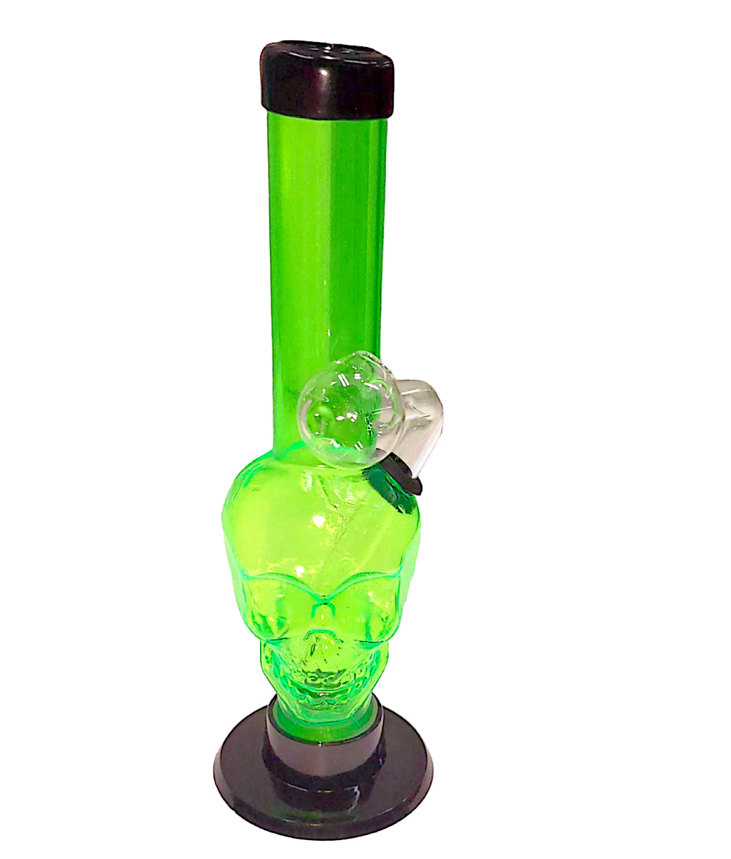 8" Skull Straight Neck Acrylic Water Pipe (Assorted)
