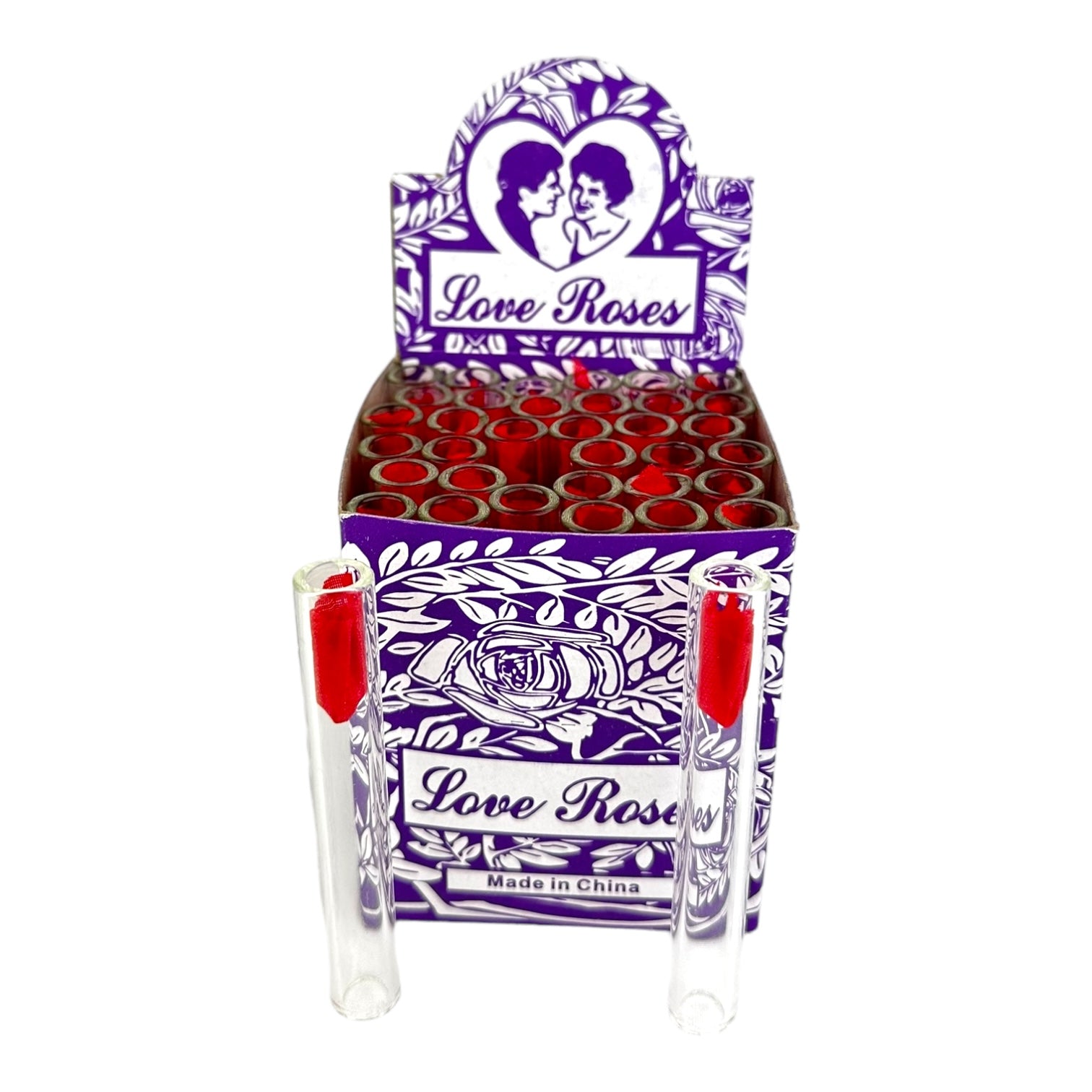 Love Roses Thick Glass Tube 36pc Display Box | 24D/Case