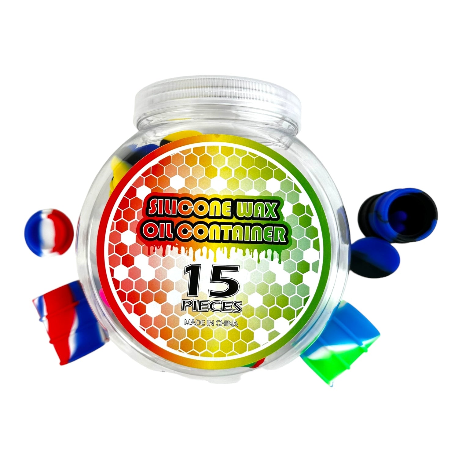 SILICONE 26ml Barrel Shape Container Jar - 15pcs Assorted Colors