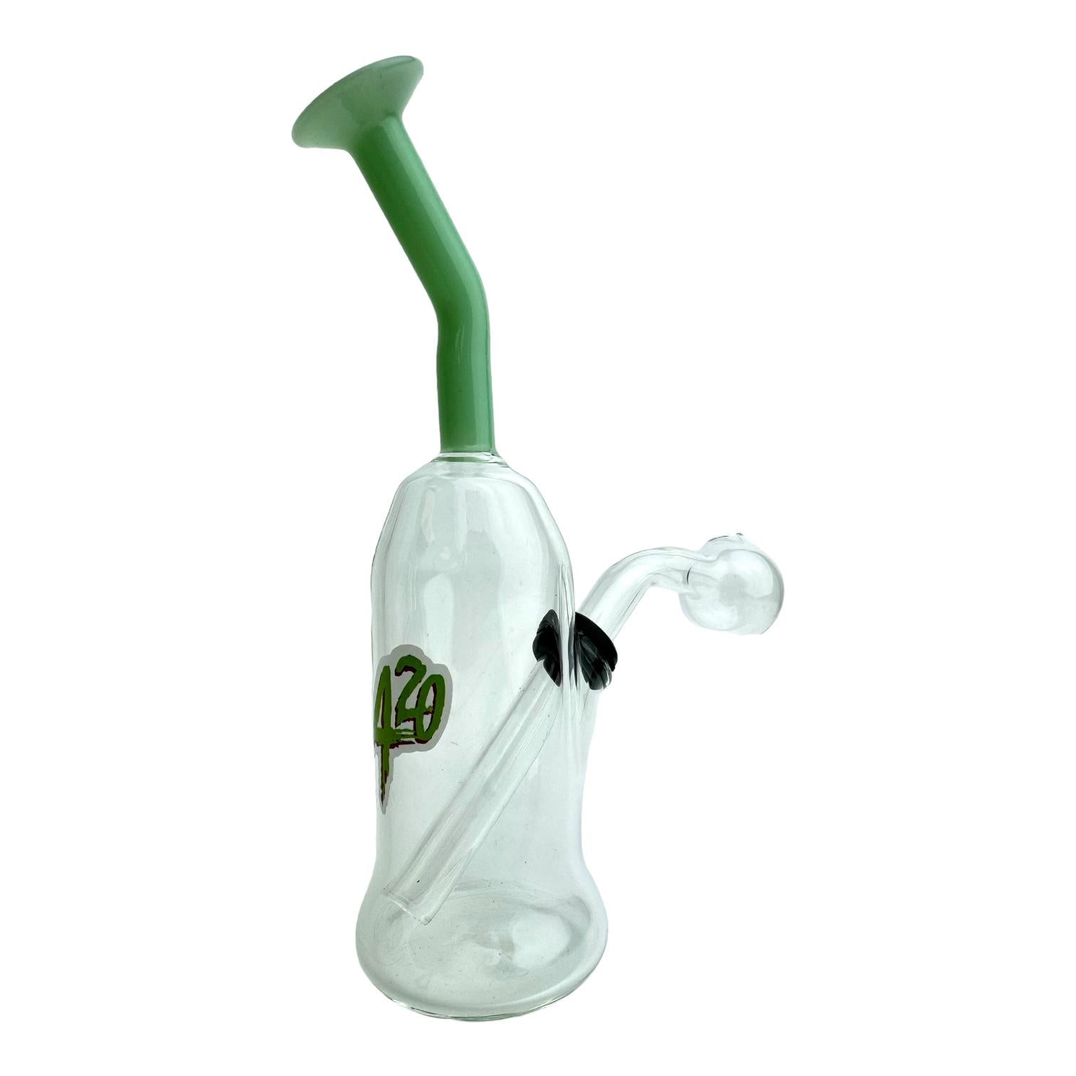 7" Colored Top Clear OB Water Pipe - Assorted Stickers