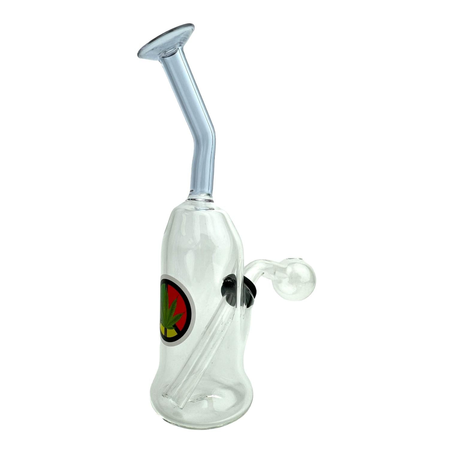 7" Colored Top Clear OB Water Pipe - Assorted Stickers