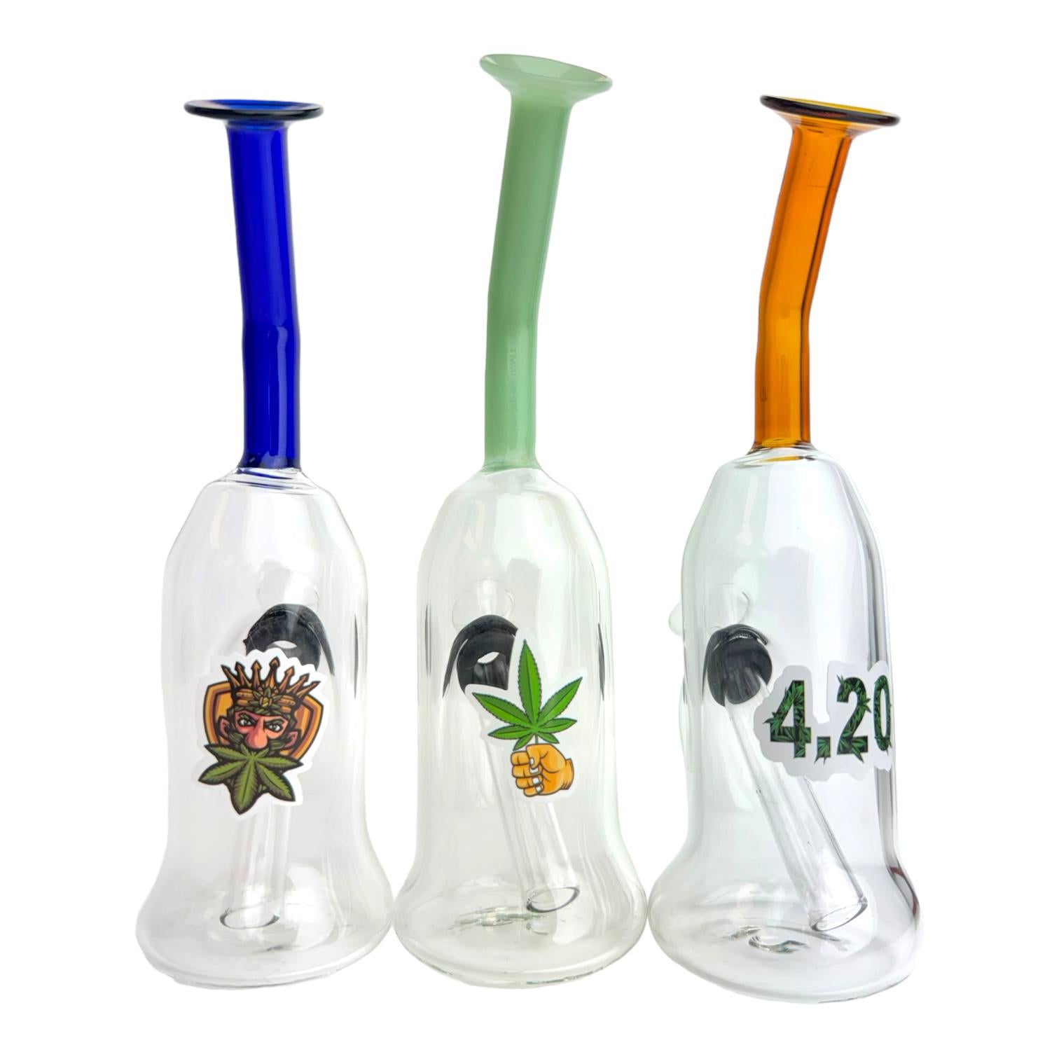 7" Colored Top Clear Water Pipe - Assorted Stickers