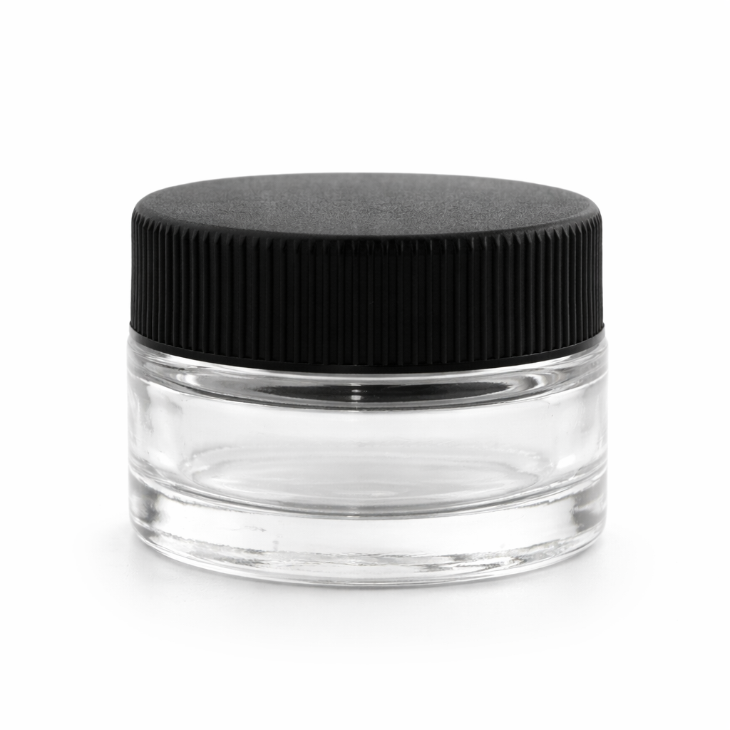 7mL Black Plastic Top Clear Glass Jar Container