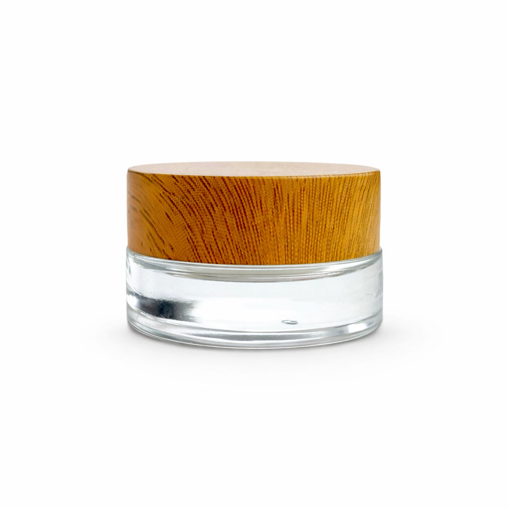 7ml Wood Top Clear Glass Jar Container - Lo Pro