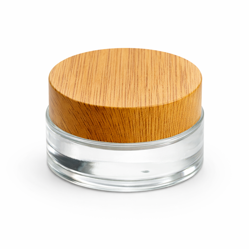7ml Wood Top Clear Glass Jar Container - Lo Pro