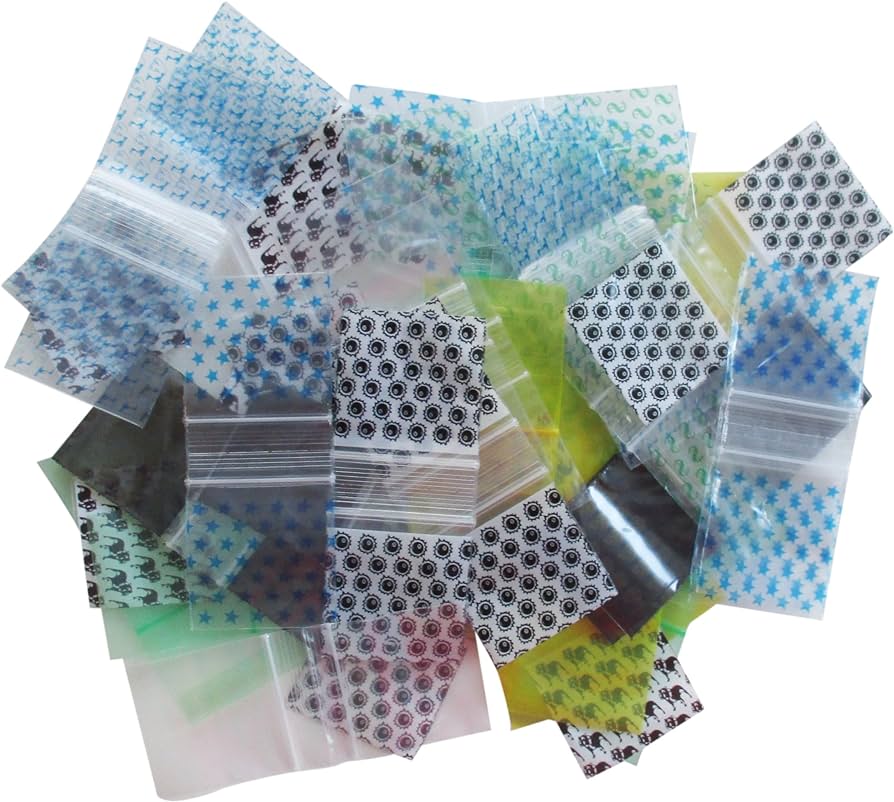 Apple 125x125 Assorted Pattern Design Plastic Ziplock Baggies (1,000 Bags)