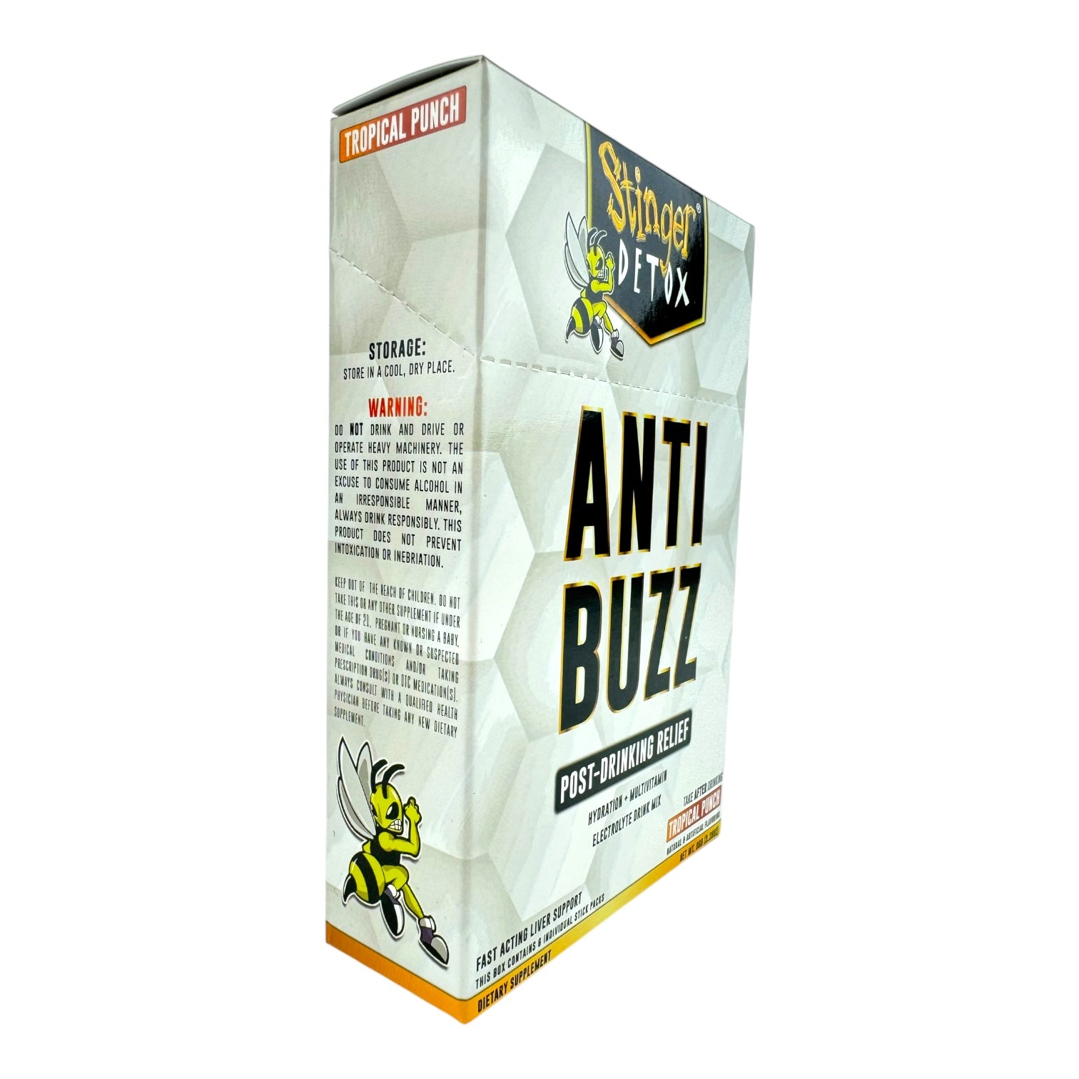 Stinger Detox Anti-Buzz Post Drinking Relief - Tropical Punch (6 Packs)
