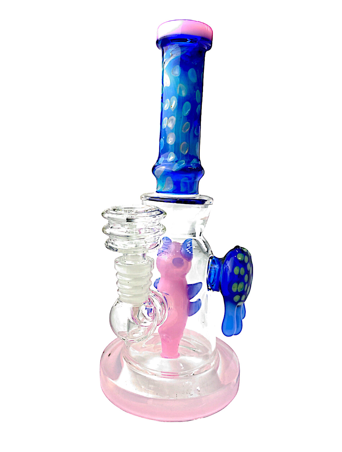 8" Spotted Dripping Implosion Character Perk Straight Tube Glass Water Pipe