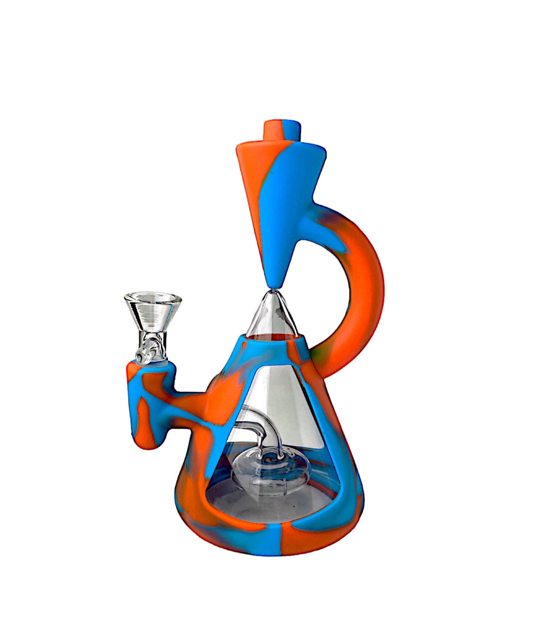 8" Unique Design Glass & Silicone Water Pipe