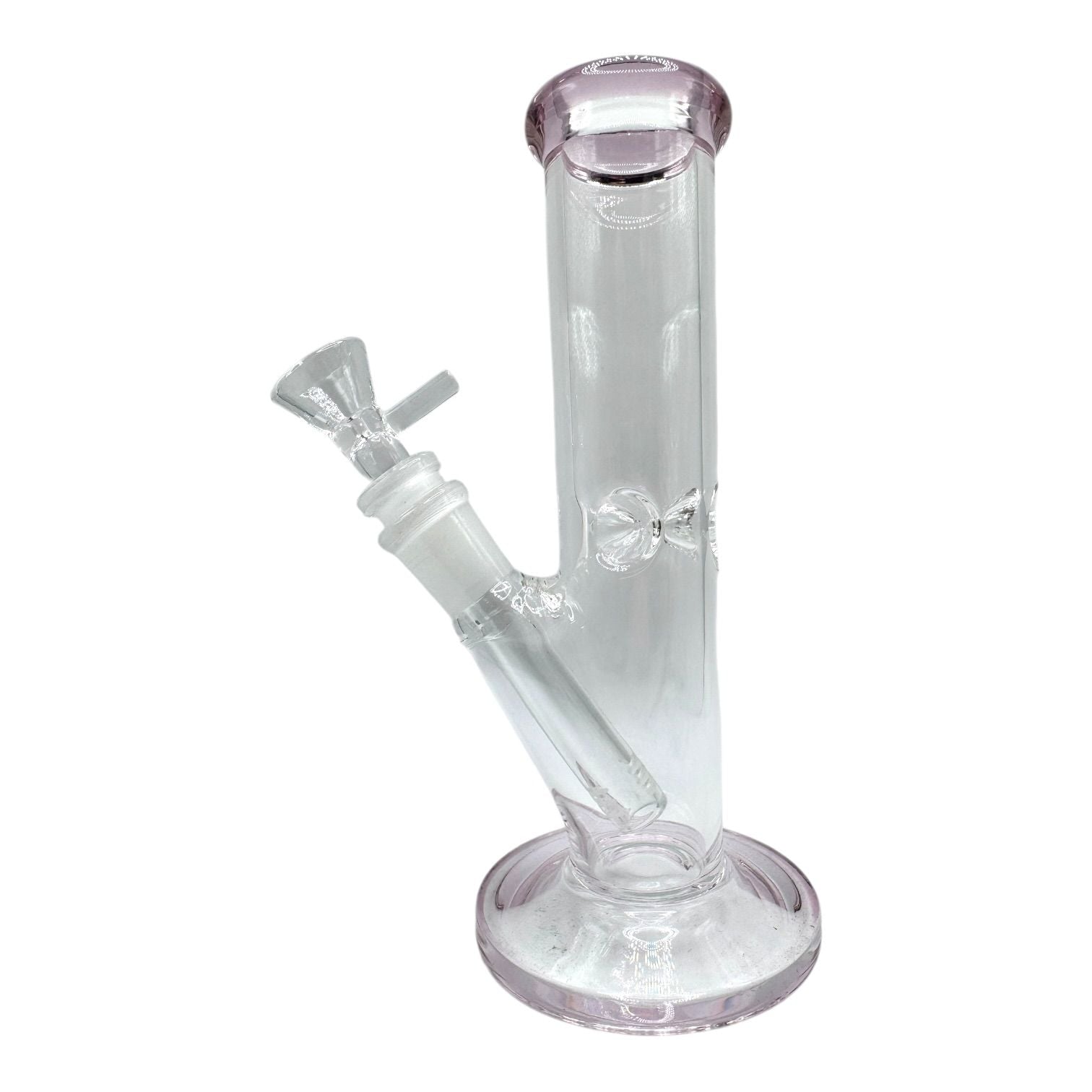 8" Glass on Glass 4mm Straight Water Pipe with Color Ring Base - Assorted Colors 60/MC