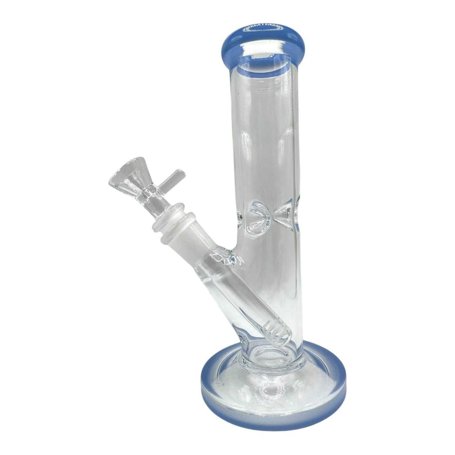8" Glass on Glass 4mm Straight Water Pipe with Color Ring Base - Assorted Colors 60/MC