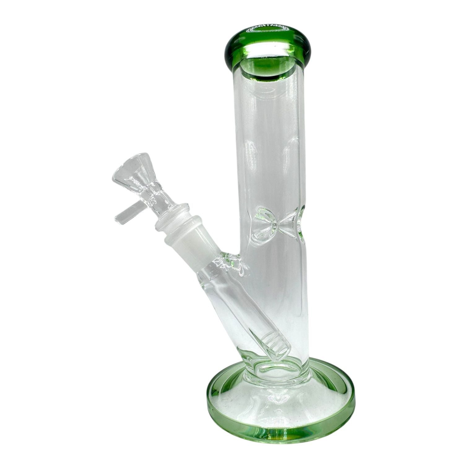 8" Glass on Glass 4mm Straight Water Pipe with Color Ring Base - Assorted Colors 60/MC