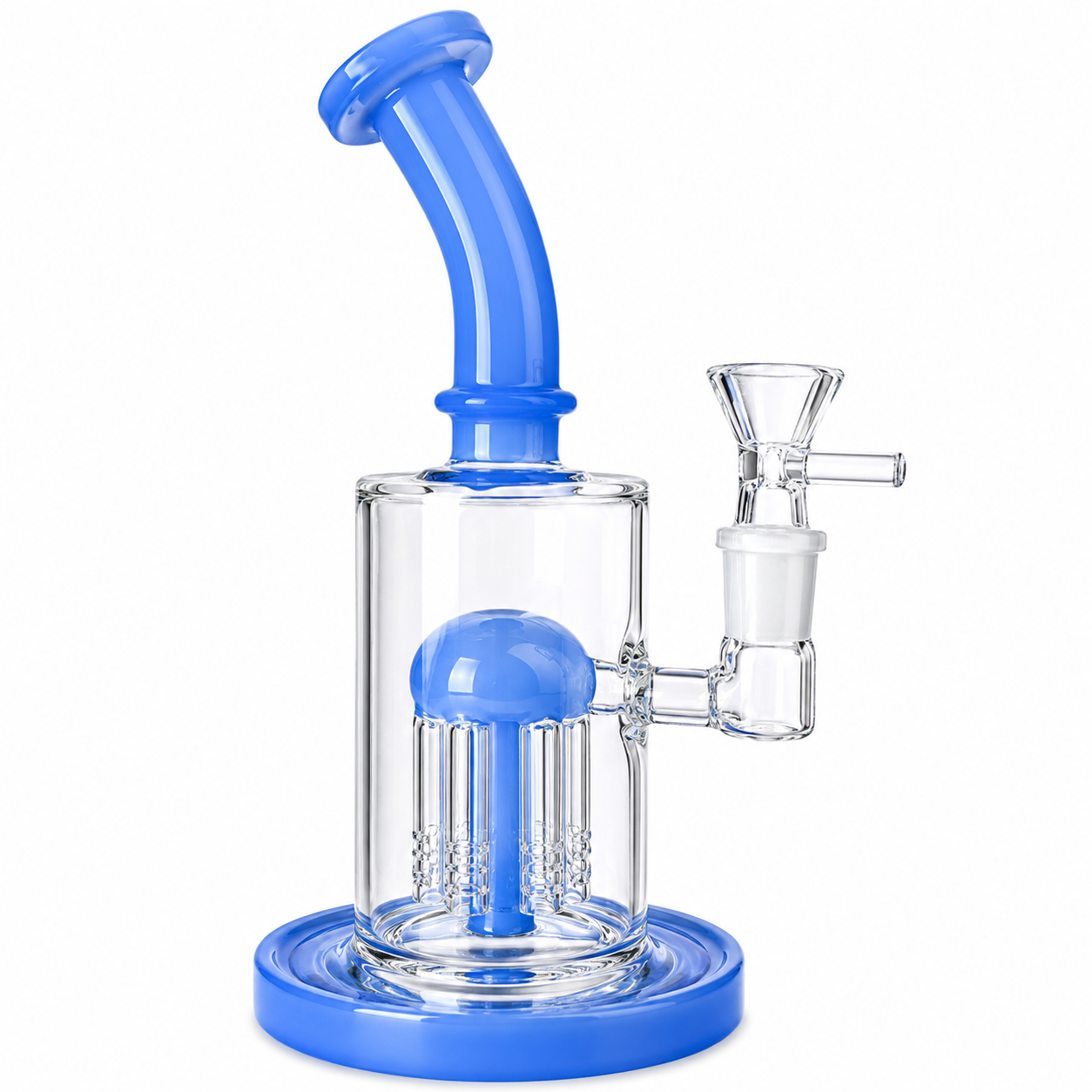 8" Glass on Glass 5mm Water Pipe with Tree Perc I Asst Colors