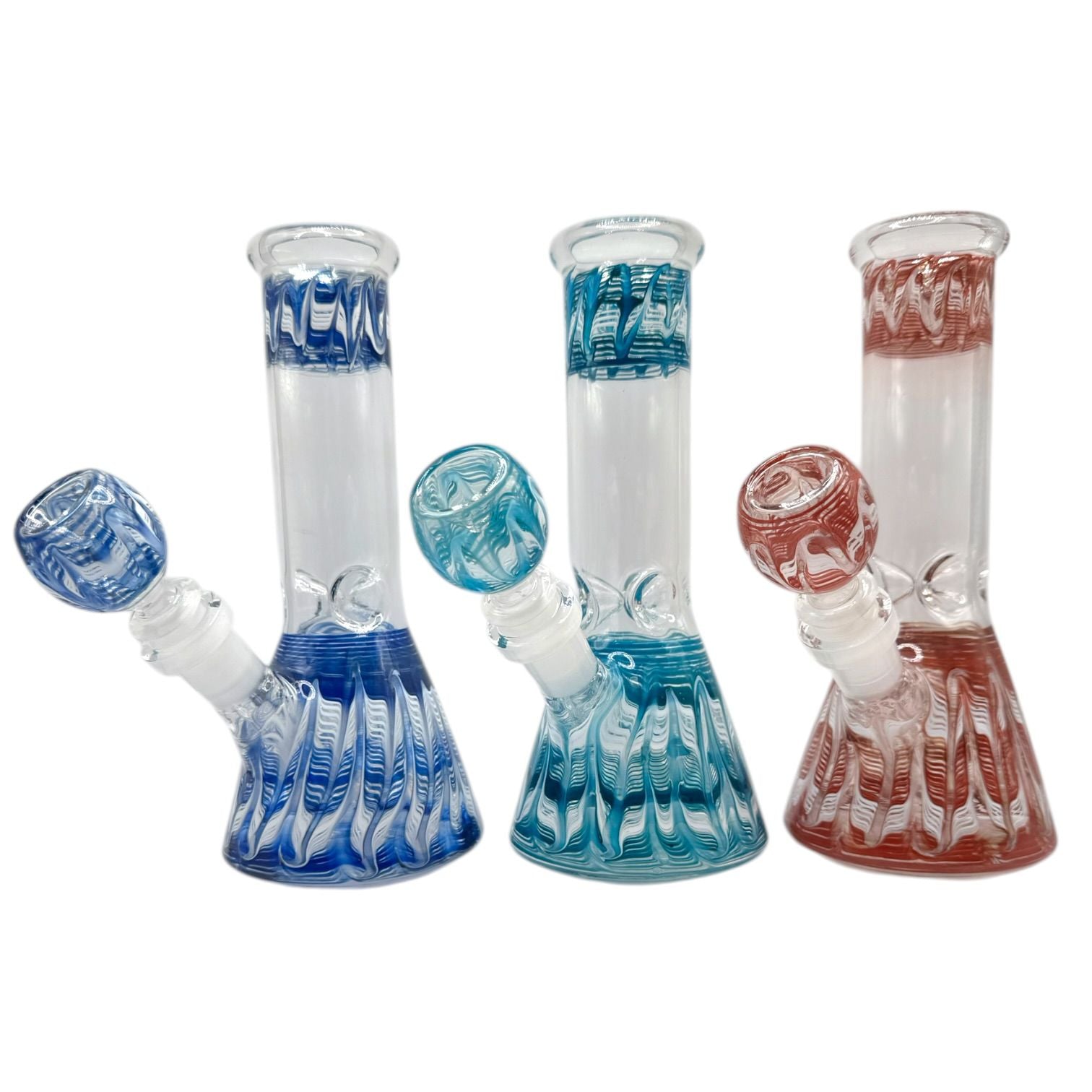 8" Glass on Glass Beaker Color Base/Top Water Pipe 31/MC