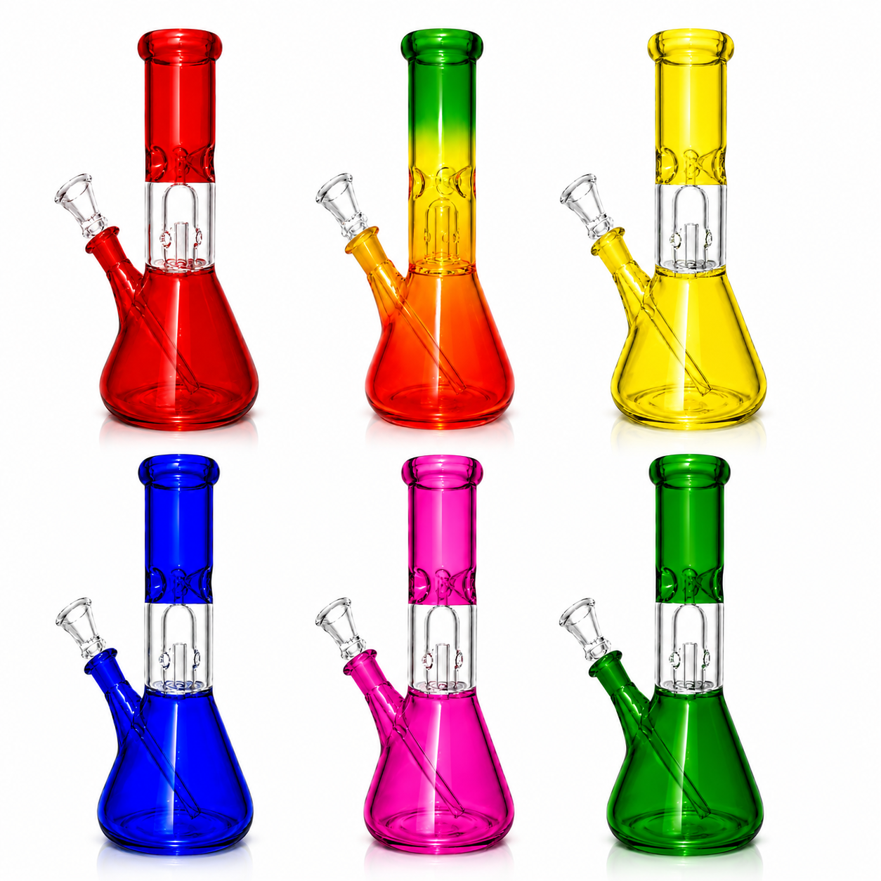 8" Single Dome Colored Beaker Glass Water Pipe (Assorted)