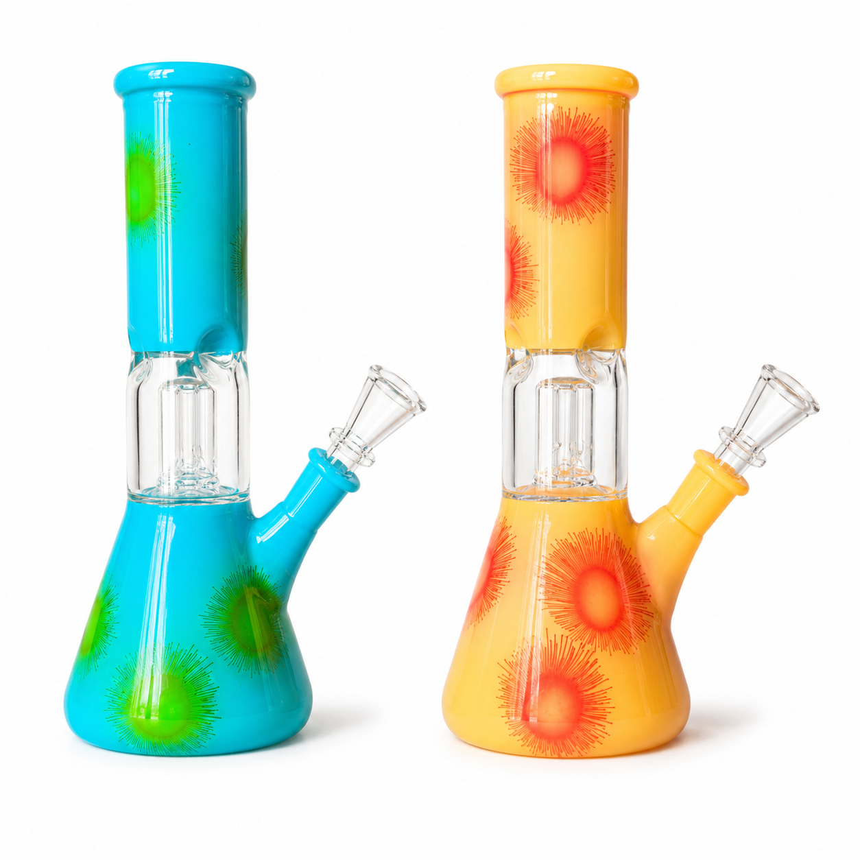8" Single Dome Colored Beaker Glass Water Pipe (Assorted)