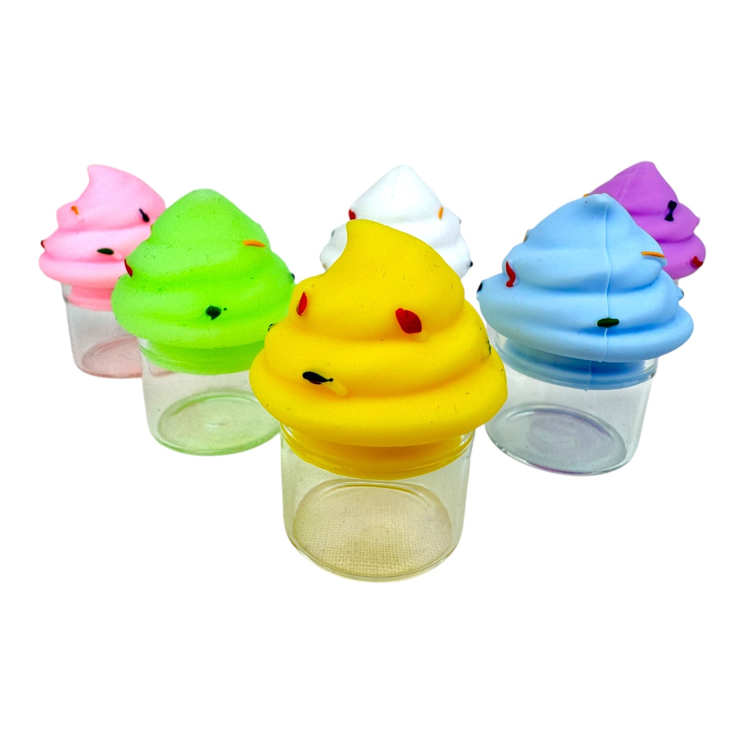 Ice cream Silicone Glass Wax Oil Container Jar (Assorted Colors)