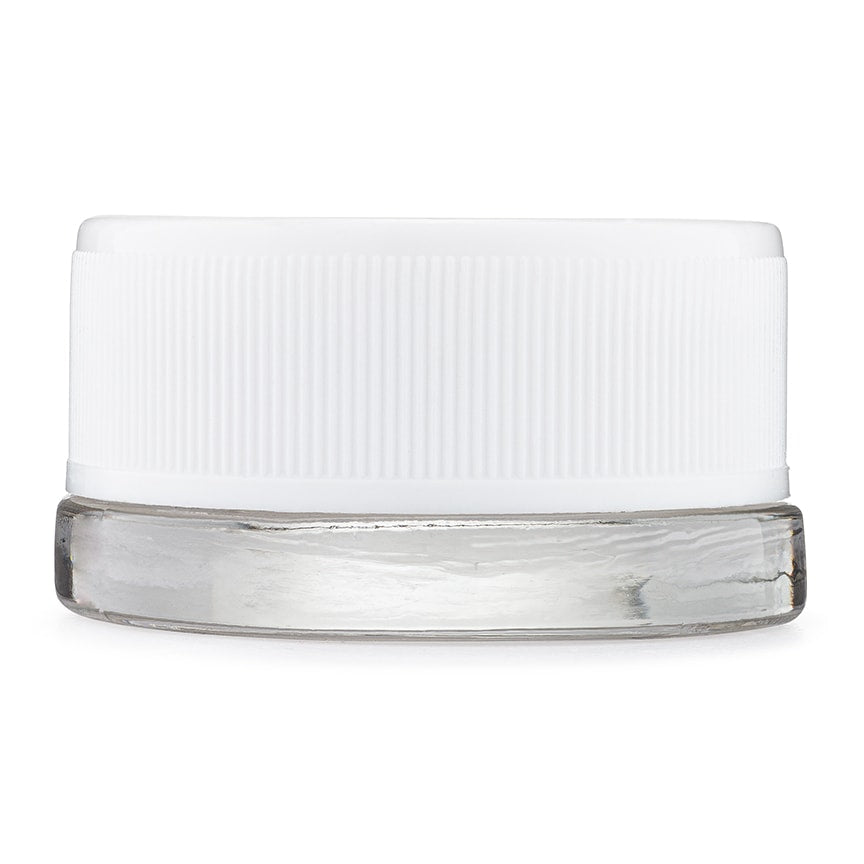 9ml Clear Child Resistant Glass Jar with White Cap - Lo Pro