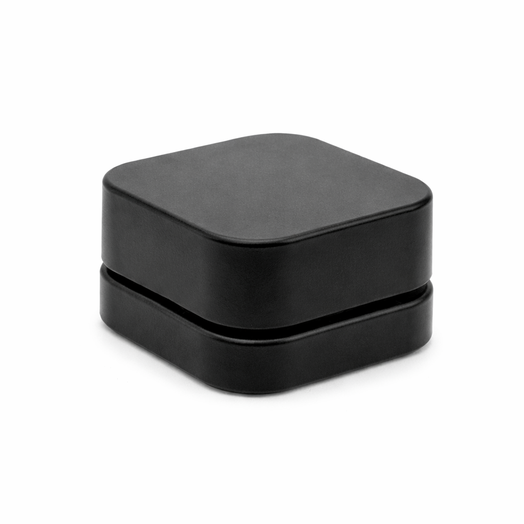 9ml Cube (Qube) Glossy Black Glass Child Resistant Jar with Black Cap