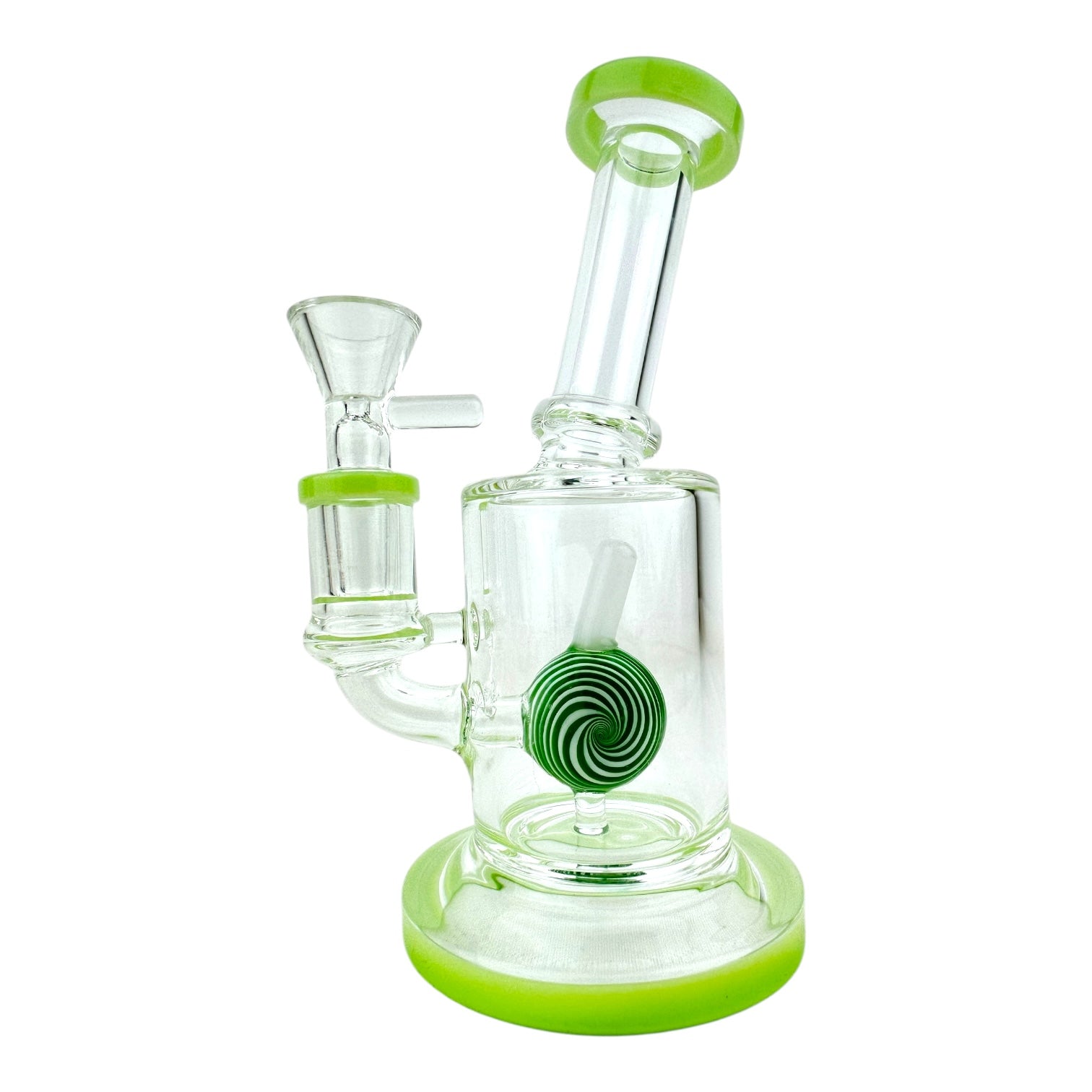 7" Lollipop Cylinder Bent Neck Glass Water Pipe (Assorted Colors)