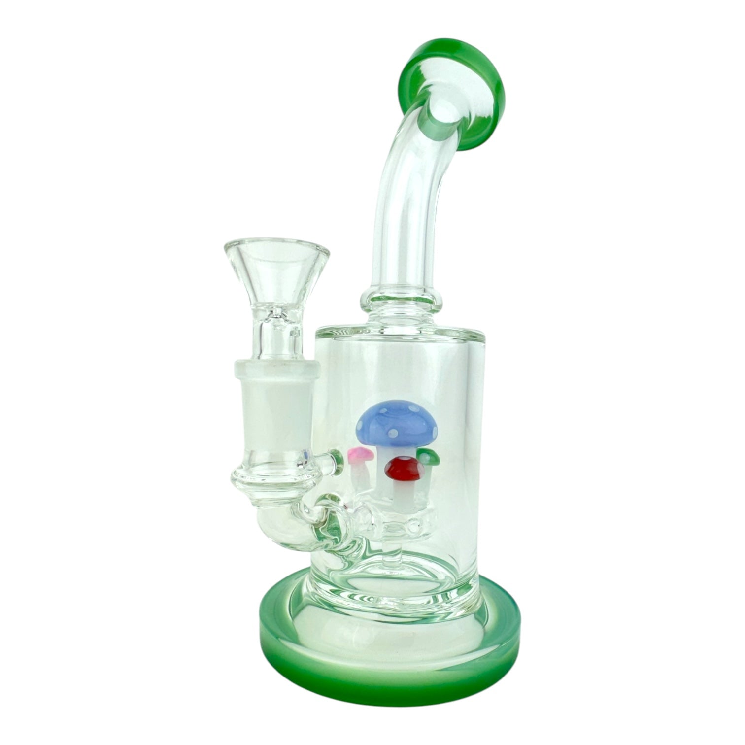 7" Mushroom Cylinder Bent Neck Glass Water Pipe