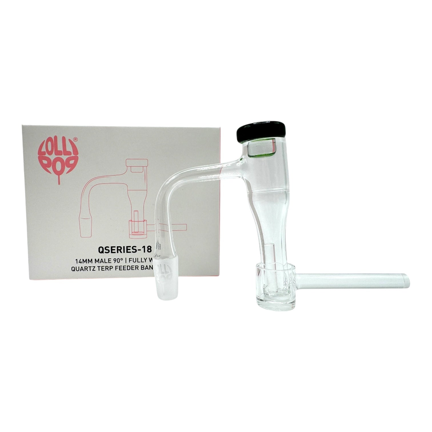 Lollipop QSeries-18 | 14mm Male 90° | Fully Welded Quartz Terp Slurper Banger Set - QZ 118