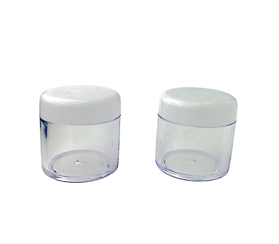 30g Clear Circle Plastic Jar W/ White Cap