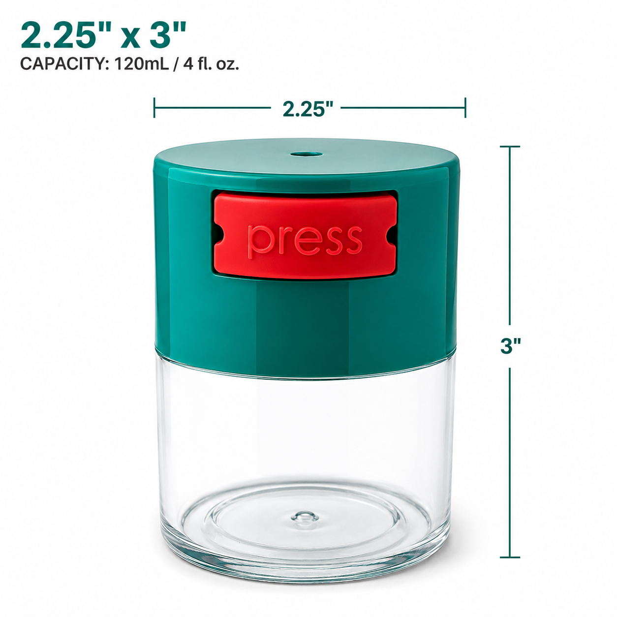 Acrylic Air Tight Jar 120mL 4oz. - Colored Lid Clear Bottom