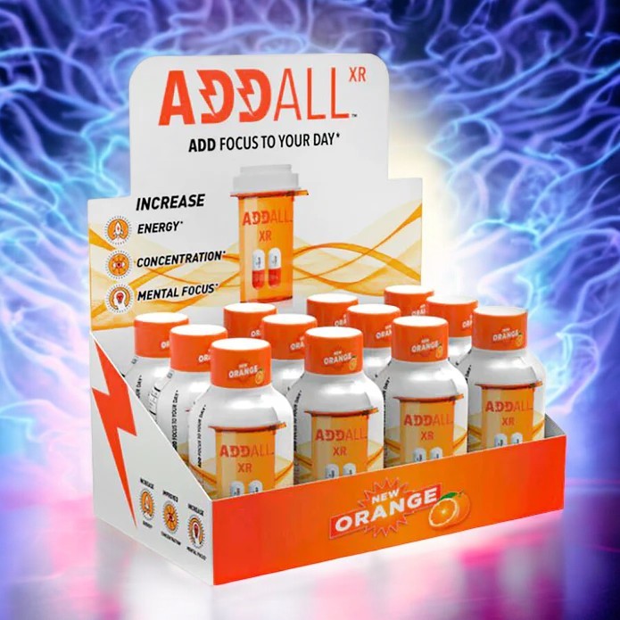 Addall Orange Flavor XR Brain Booster Shot - 12pc Display