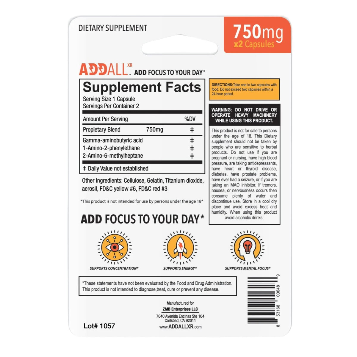 Addall XR - Brain Booster Energy Supplement 2-Pack 12/Display